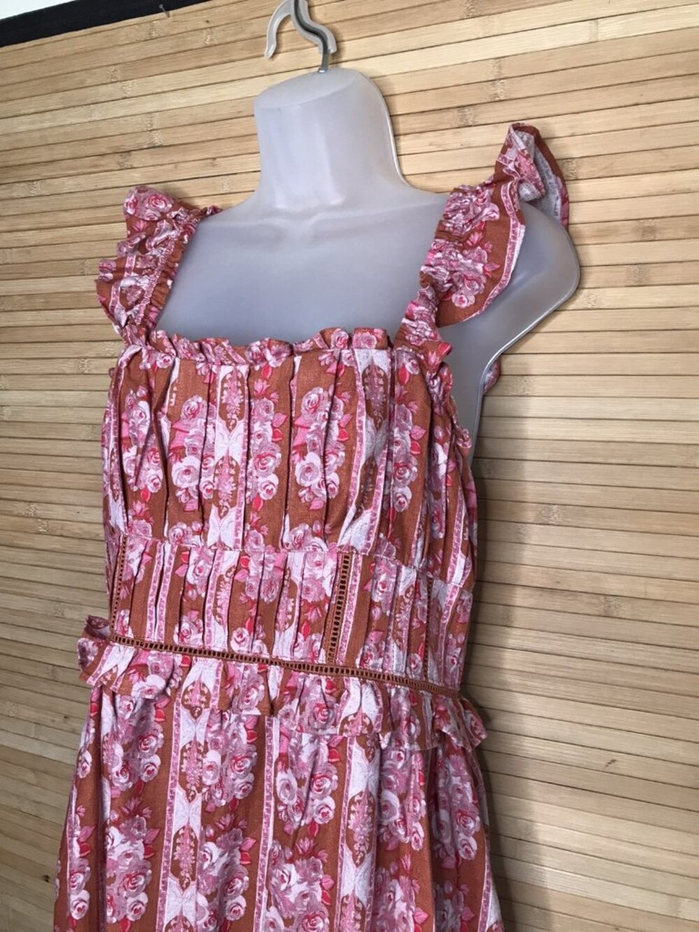 House of Harlow 1960 sz M Medium Helena Floral Linen Maxi Prairie Dress Cottage - Picture 4 of 7